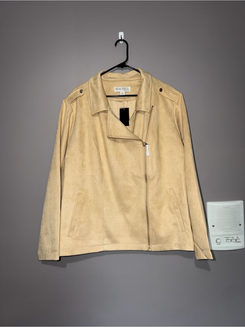 Beautiful Light Tan Suede Moto Jacket
